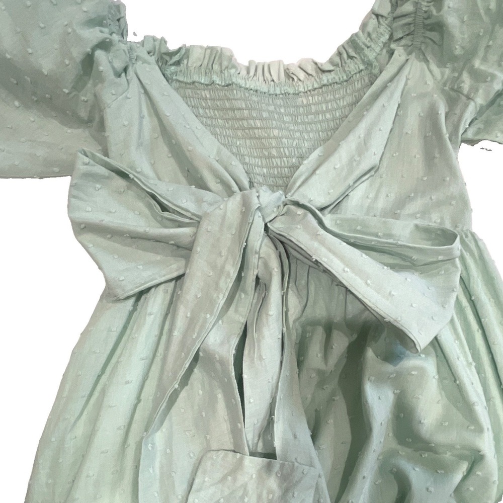 R.Vivimos S Mint Green Cottage Prairie Cotton Maxi Dress Long Sleeve Romantic
